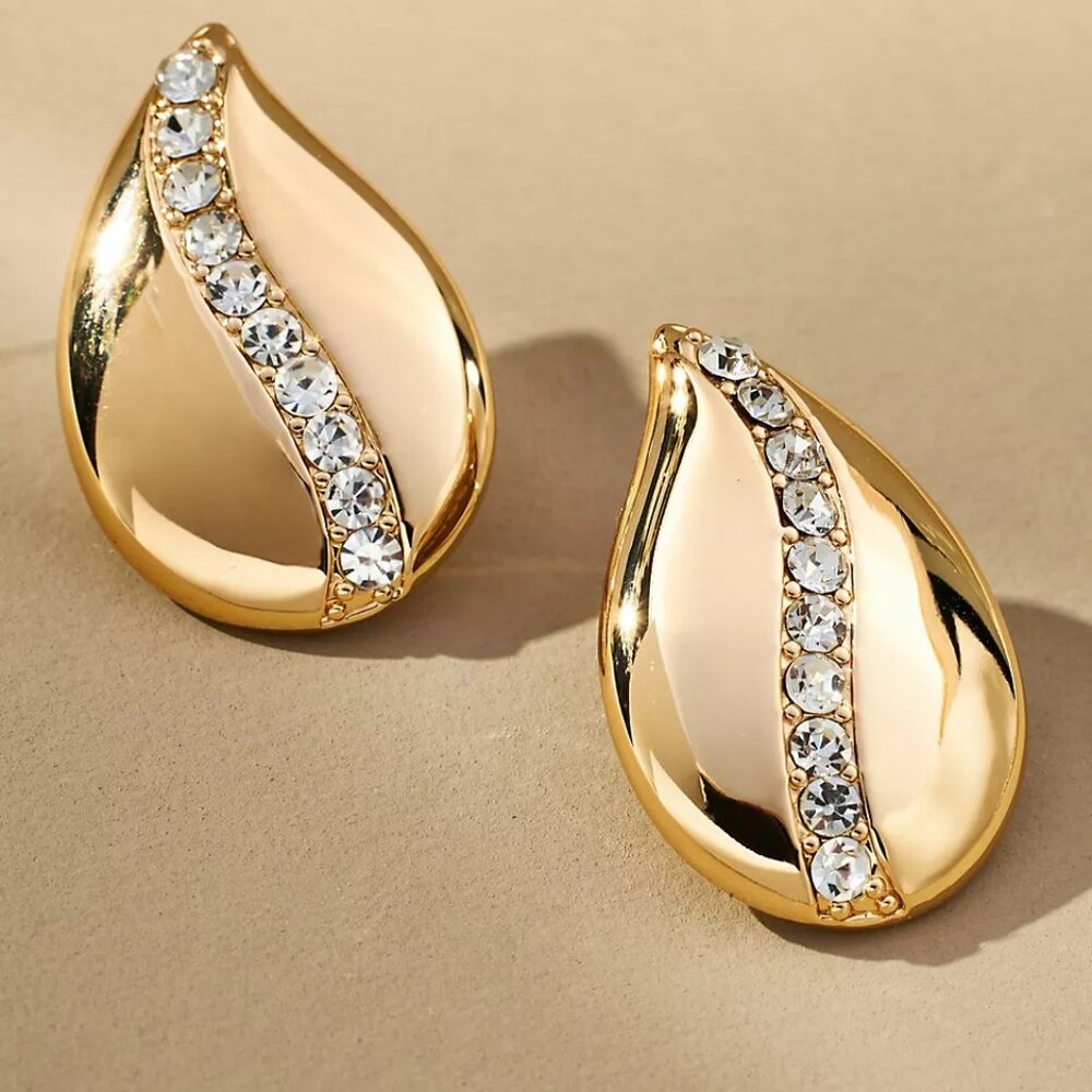 Anthropologie Pave Droplet Earrings - Picture 2 of 6